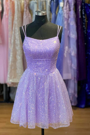 Glitter Sequins Tulle A-Line Homecoming Dress Short Party Dress HZ1023
